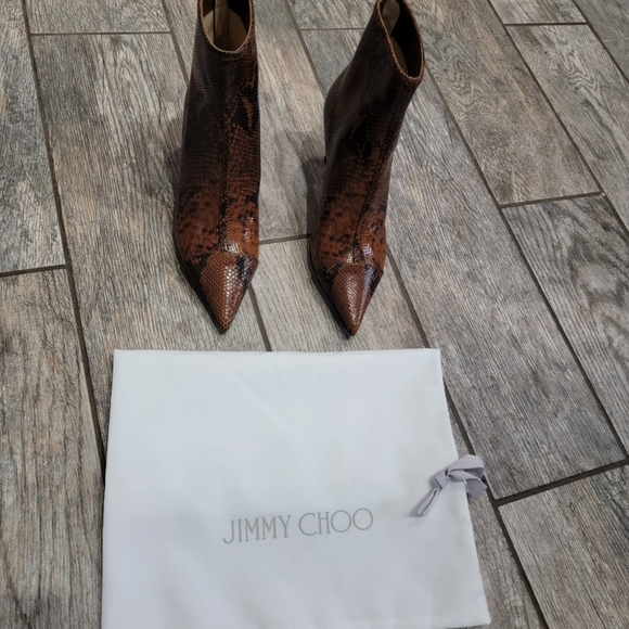 JIMMY CHOO Kix 65 Cuoio Snake Print Pointed Toe Leather Boots Size 36.5 ITALY - Picture 9 of 17